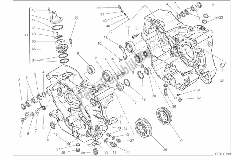 All parts for the 09a - Half-crankcases Pair of the Ducati Scrambler Cafe Racer Thailand 803 2019